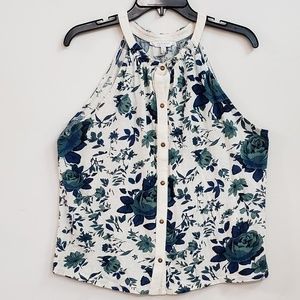 NEW Womens Lucky Brand Sleeveless Floral Top
